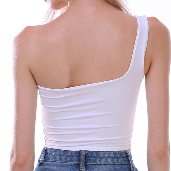 Women White Top Summer One Shoulder - Picture 12 of 12